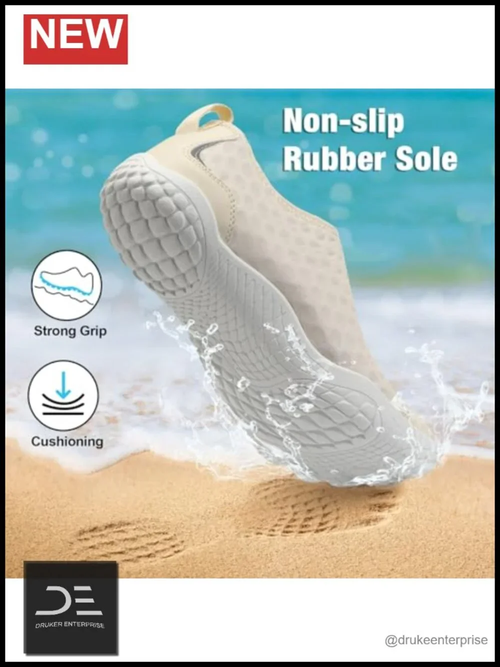 Women's Barefoot Swim Water Shoes Quick Dry Hook & Loop